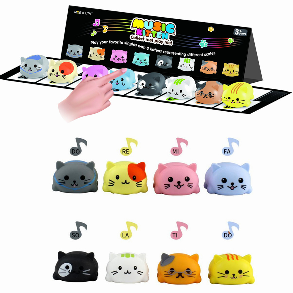 

MOEYOUTH 8PCS/Set Musical Scale Cat Kitten Touch Sensitive Piano Learning Funny Novelties Toys With Packing