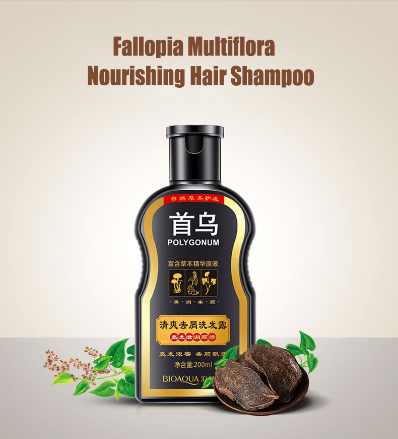 BIOAQUA Herbal Fallopia Multiflora Hair Shampoo Anti Dandruff Nourishing Fresh Cleansing Oil Control