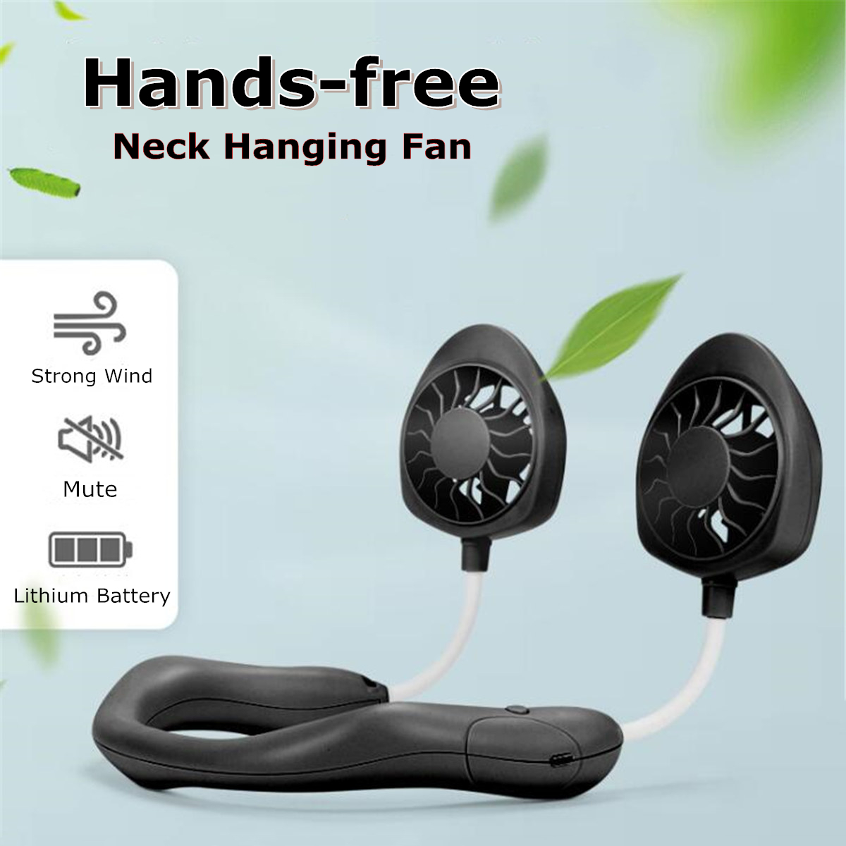 ABS Portable Mini Fan Hands Free Li-ion Battery USB Rechargable Hanging Neck Personal Sport Fan Mini Air Fan 11
