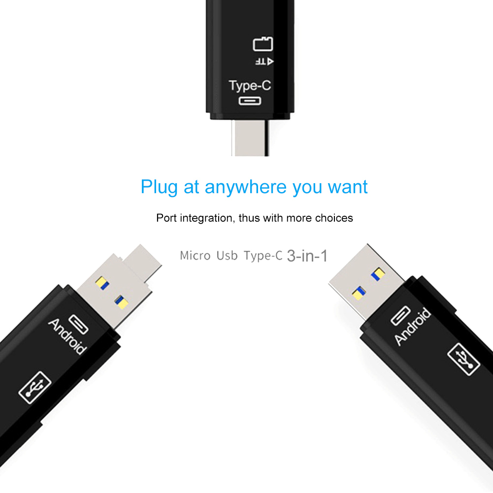 Universal 5-in-1 OTG Card Reader Micro USB Type-c TF Card Reader For Phone Computer Memory Card 7