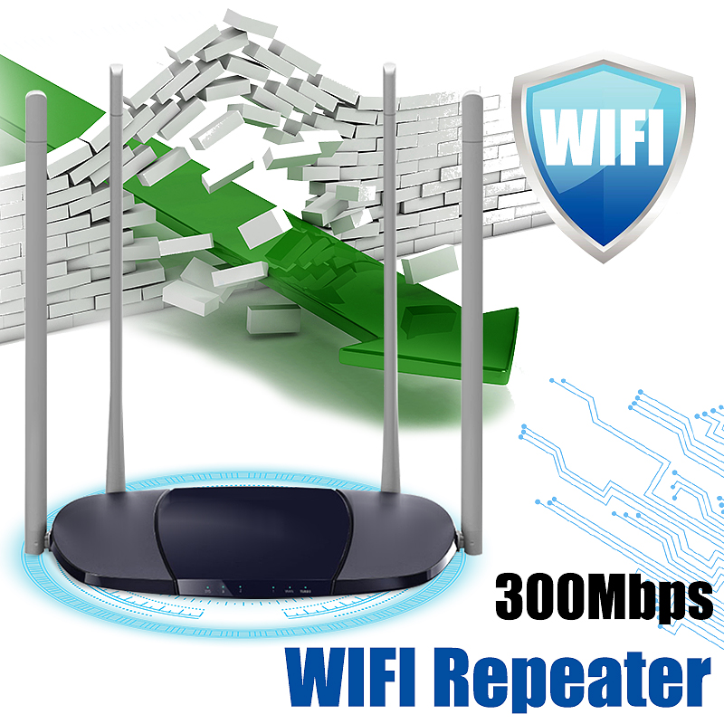 Wifi Repeater High Speed 100M Fiber 300Mbps Wireless Wifi Router One-click Enhancement Wifi High Gain 4 Antenna 6