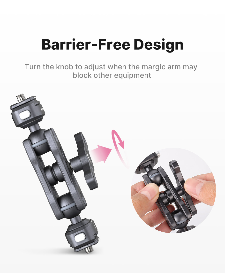 Ulanzi Falcam F22 2548 Dual Head Quick Release Magic Arm 360° Universal Adjustable Camera Clamp Super Clamp for DSLR with QR Plate