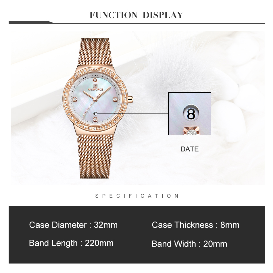 NAVIFORCE 5005 Crystal Casual Style Ladies Wrist Watch