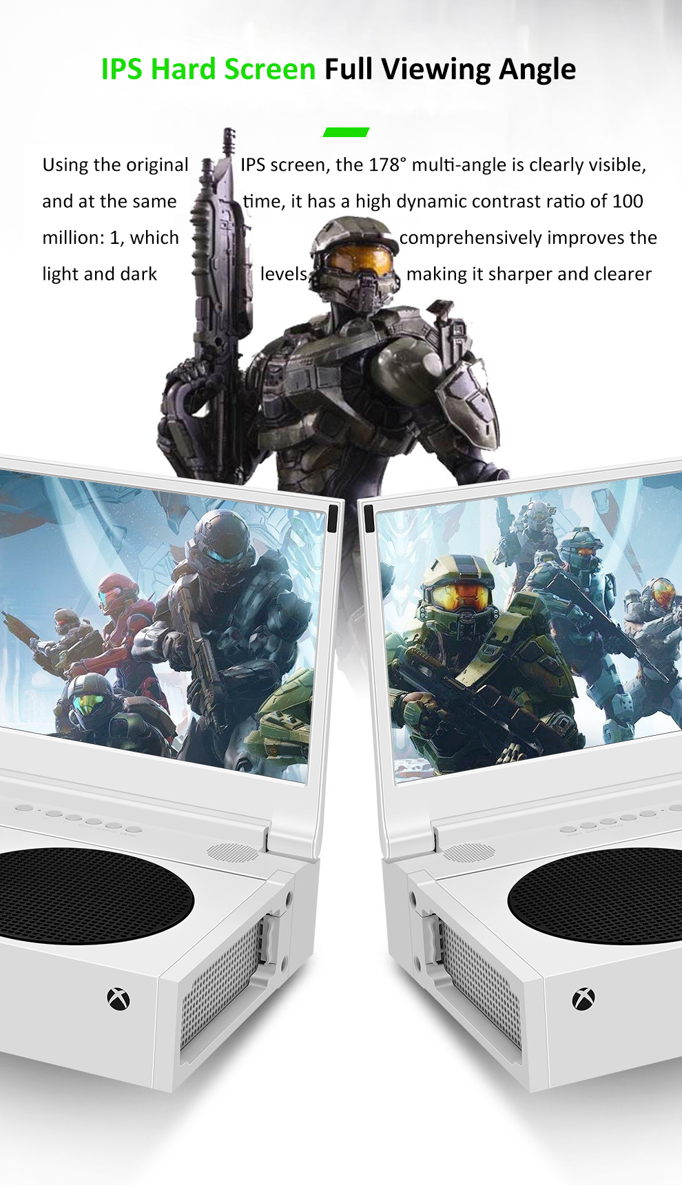 G-STORY 12.5 Inch 4K HDR Portable Game Monitor IPS Screen for Xbox Series S with 3D Stereo 2 HDMI 2pcs Earphone Ports Remote Control Support Switch Game Mode