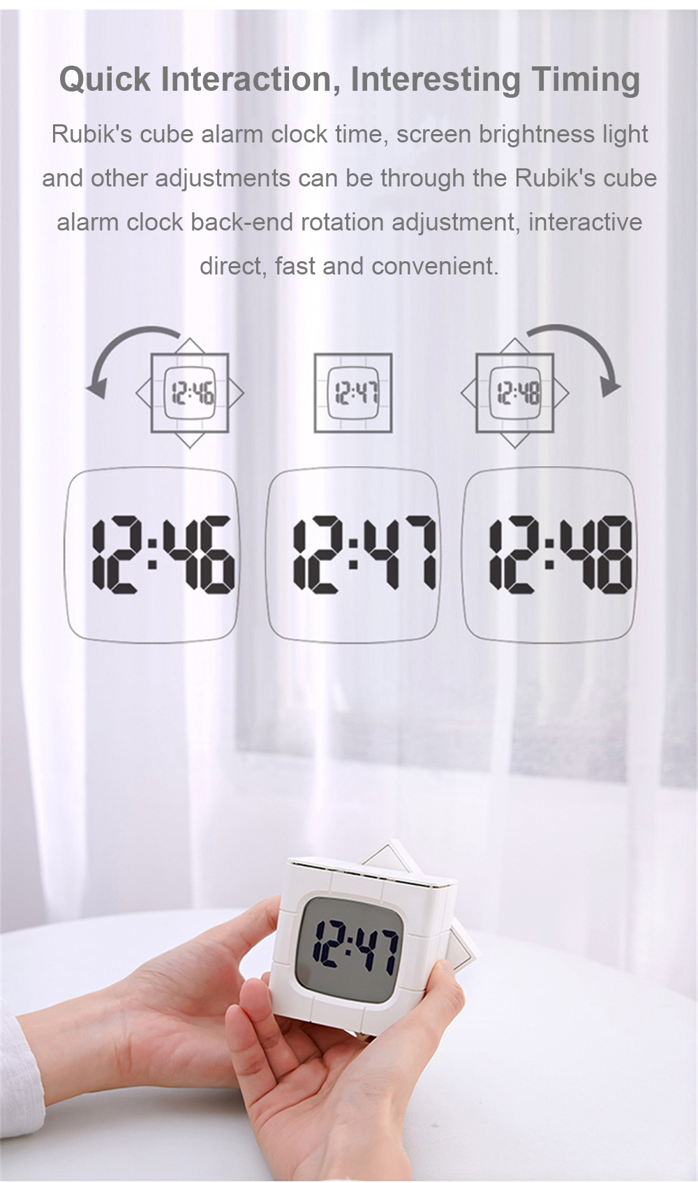 Magic Cube Alarm Clock LED Multifunctional Time Manager USB Charging Alarm Clock Timer Study Cooking Supplies
