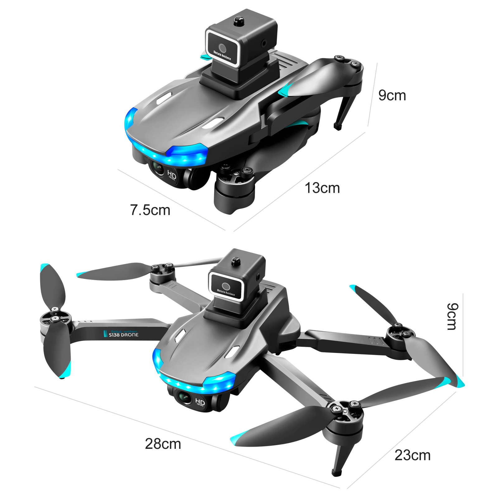 YLR/C S138 WiFi FPV with 4K ESC HD Dual Camera 360° Infrared Obstacle Avoidance Optical Flow Positioning Brushless Foldable RC Drone Quadcopter RTF