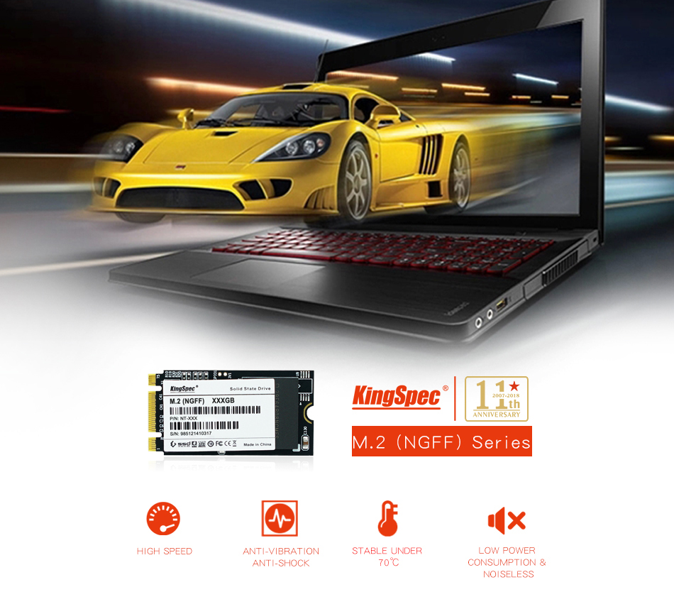 Kingspec M.2 NGFF 2242 SATA SSD TLC Internal Solid State Drive Internal Hard Disk 64/128/256GB 6