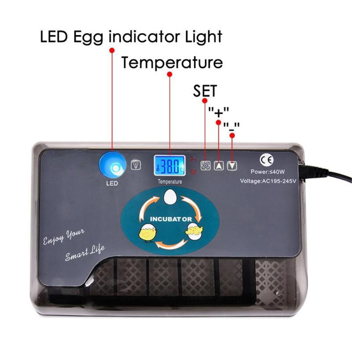 110/220V Intelligent Egg Incubator Digital Fully Automatic Hatching Incubator 12 Position 