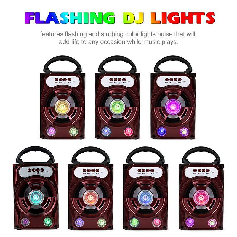 Portable Wireless Bluetooth Speaker Colorful Light Dual Unit Stereo Bass Party Outdoors Speaker 10
