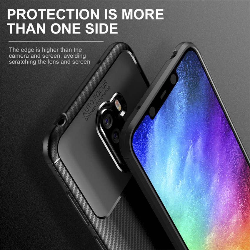 Bakeey™ Carbon Fiber Pattern Shockproof Silicone Back Cover Protective Case for Xiaomi Pocophone F1 Non-original