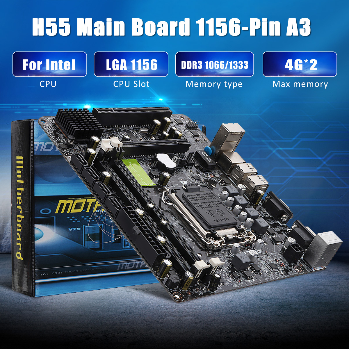 Computer Motherboard H55 Main Board 1156-pin A3 for Intel H55 LGA 1156 CPU 12