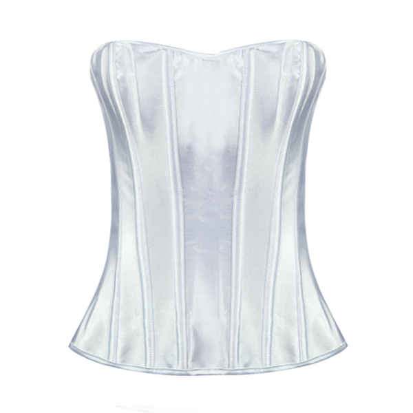 

Sexy White Shape Body Corset Bustier Zip Satin Overbust Corselet