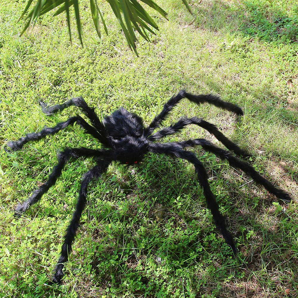 Halloween Haunted House Decoration 200 cm Maorong Plush Black Spider for Gadget Toys