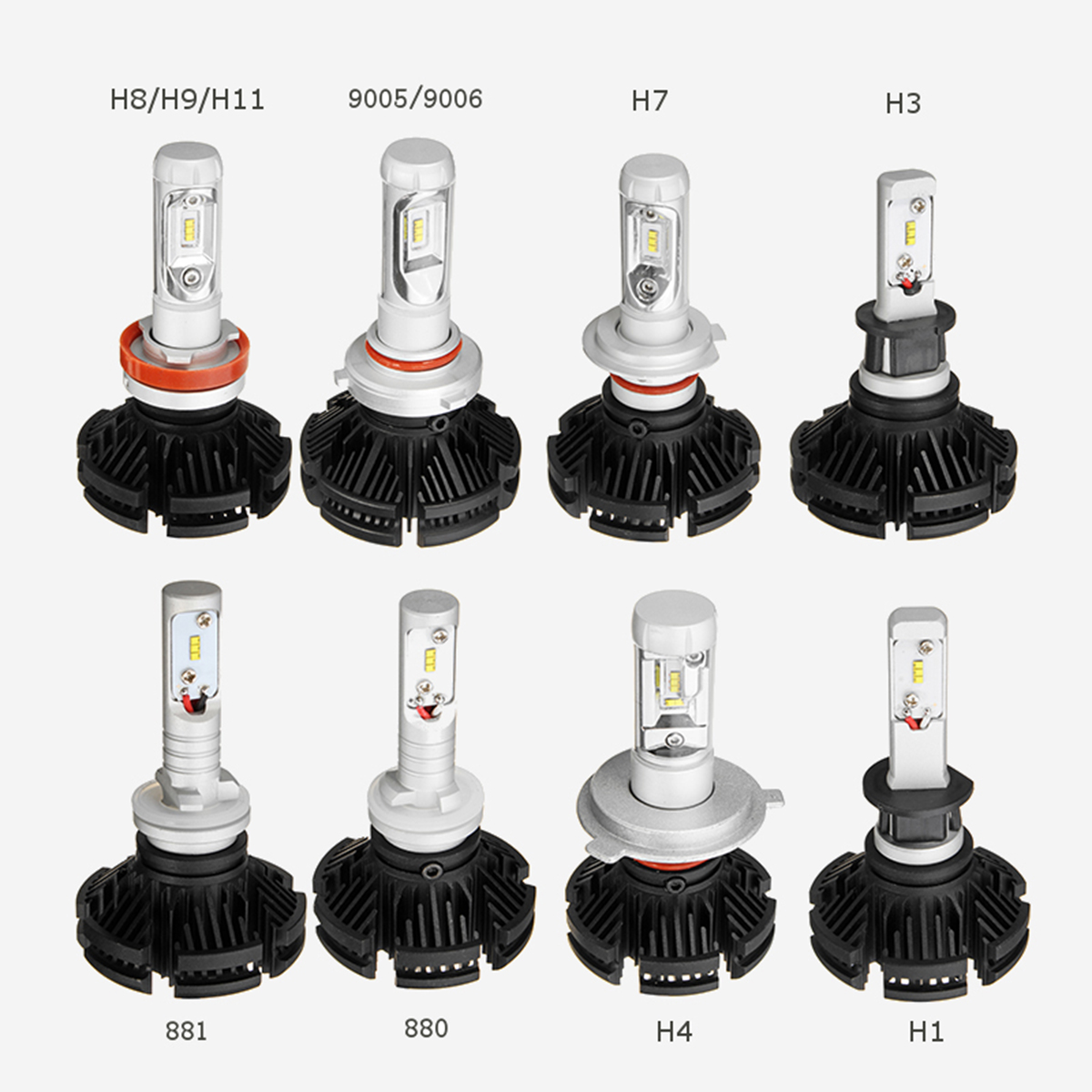 Pair X3 Car LED Headlights Bulbs H1 H3 H4 H7 H8/9/11 9005/9006 880 881 DIY Color Temp 50W 6000LM 