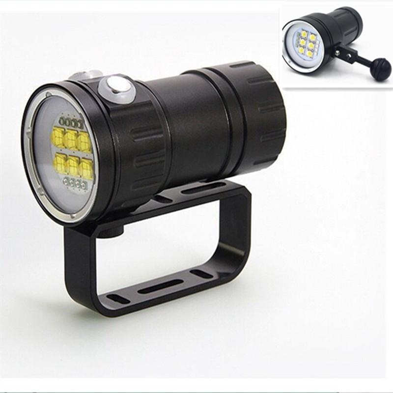 

CLAITE 14 светодиодов 300W Мощный фонарик для дайвинга под водой 80M 7 режимов 18650 Светодиодная фотография Видео Лампа