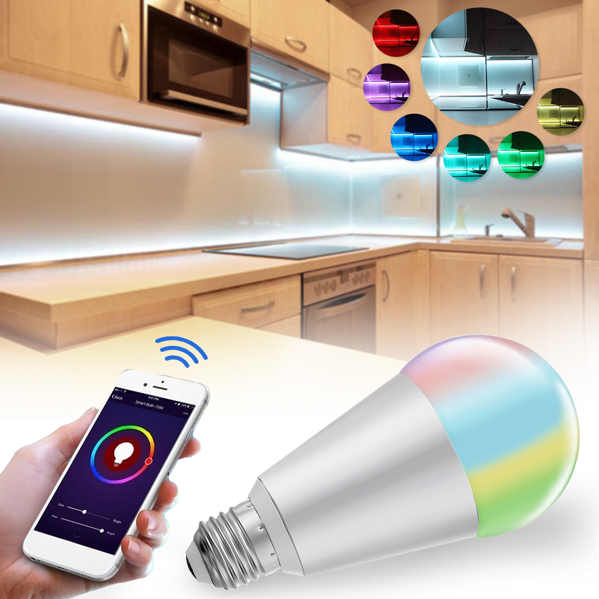 

E27 10W Wireless WiFi Dimmable RGBW LED Light Smart Bulb for Amazon Alexa Google Home AC85-265V