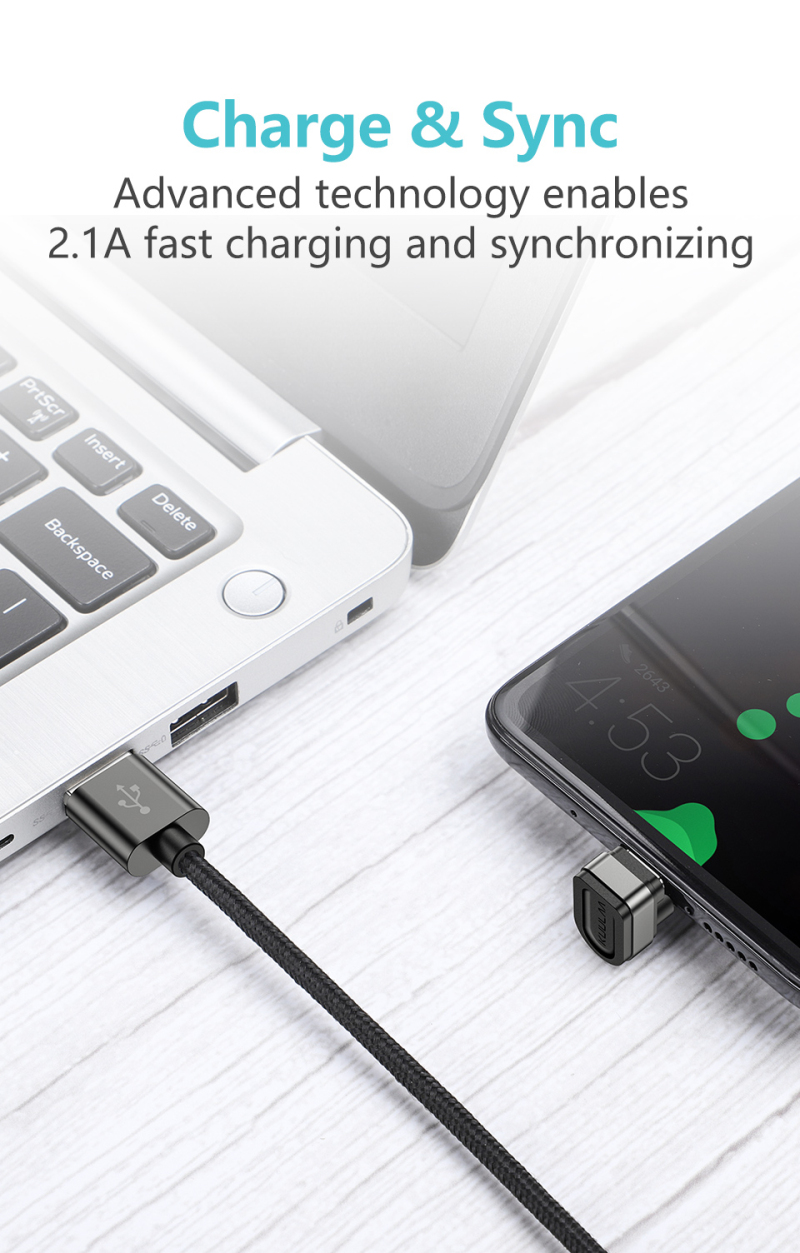 KUULAA 180 Degree 2.4A Micro USB Fast Charging Data Cable for ASUS ZenFone Max Pro (M1) ZB602KL