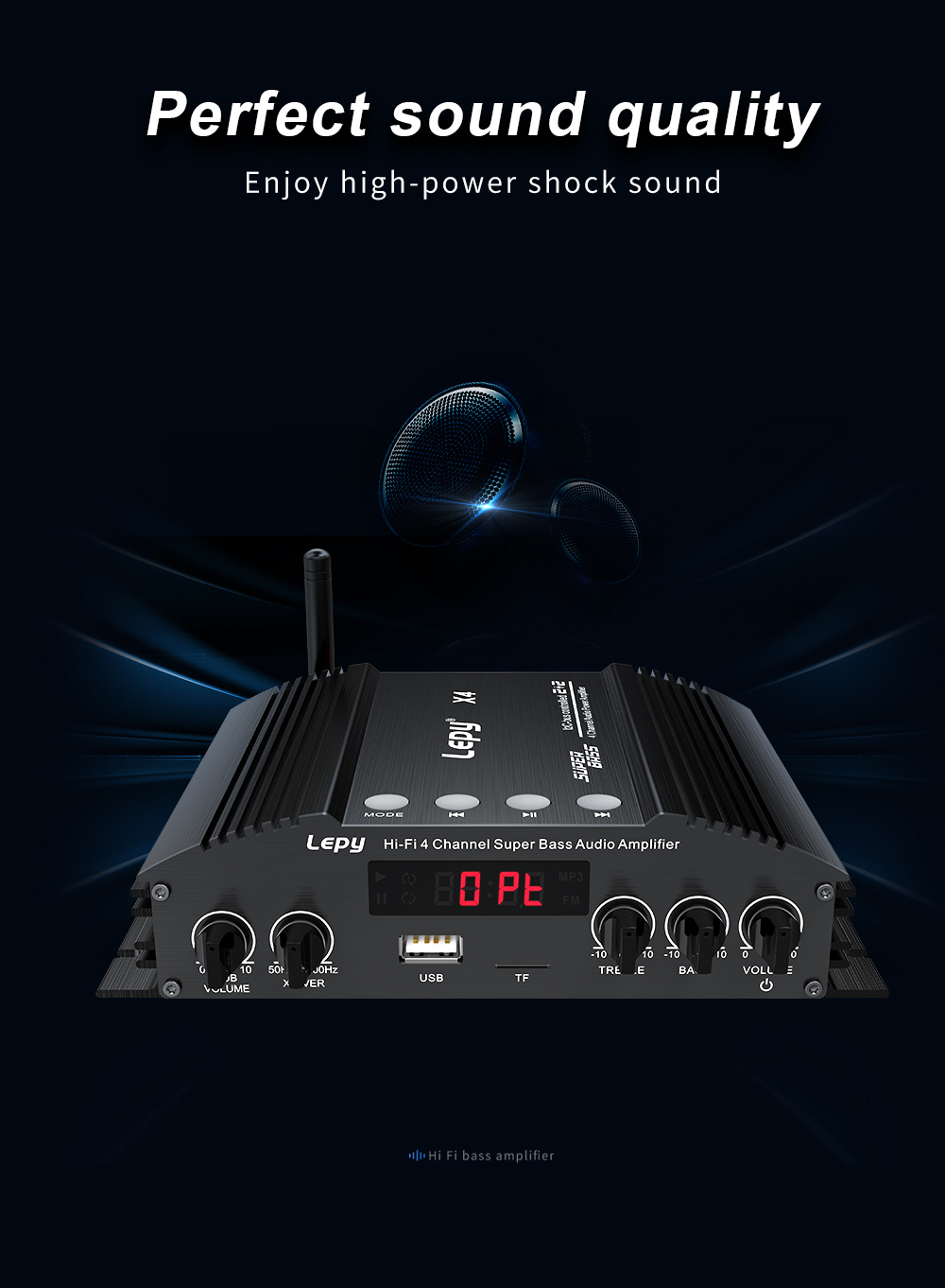 LEPY X4 bluetooth 5.0 Digital HiFi Power Amplifier 60W×4 Amplificador 2.1 Stereo Dual Subwoofer AMP Home Theater Car Audio 4CH USB TF with Antenna