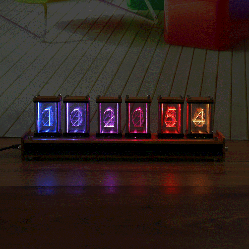 EleksMaker® EleksTube Bamboo 6-Bit Kit Time Electronic LED Luminous Glow Tube Clock Time Flies Lapse 35