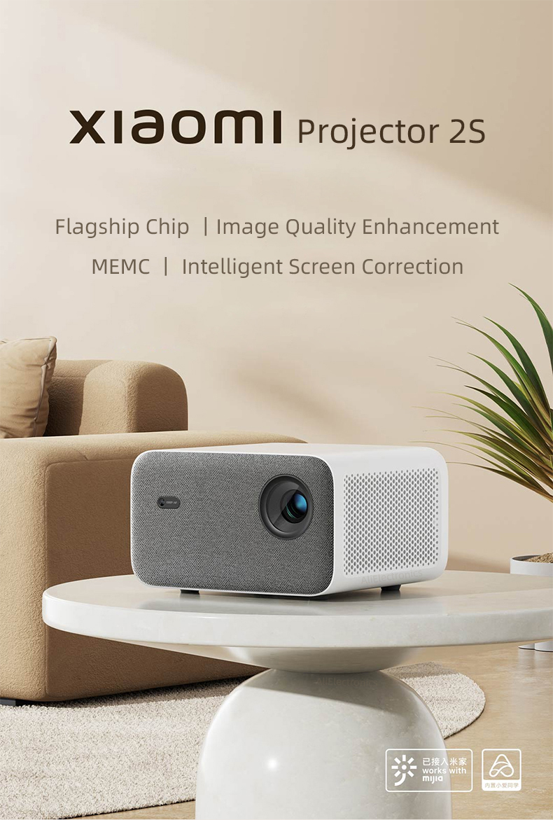 XIAOMI MI Projector 2S  DLP 1080P 850 ANSI Lumens 2G+16G MEMC Auto Focus Correction Dual-5G-WIFI Android 2+16GB Home Theater Beamer Cinema TV Videa