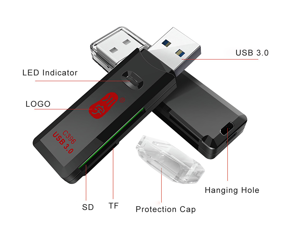 Kawau C396 DUO USB 3.0 SD TF Card Reader Support Simultaneous Read 13