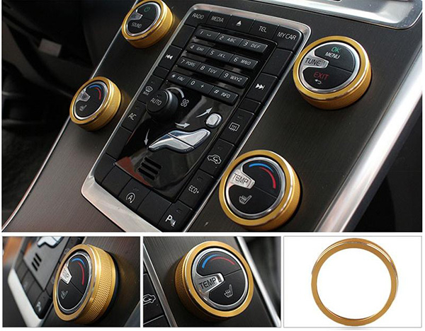 1pcs Car Alu Decorative Covers Stereo A/C Knob Circles Ring for Volvo S60 V60 XC60 S60L S80 V40