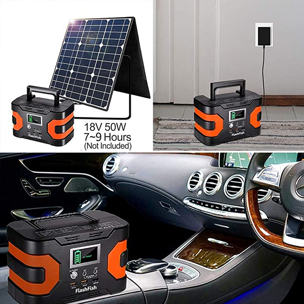 [US Direct] FlashFish EA150 200W Peak Power 166Wh 45000mAh Portable Power Station+ Flashfish 18V 100W Foldable Solar Panel With PD Type-c QC3.0 Energy Storage Kit For Outdoor Camping