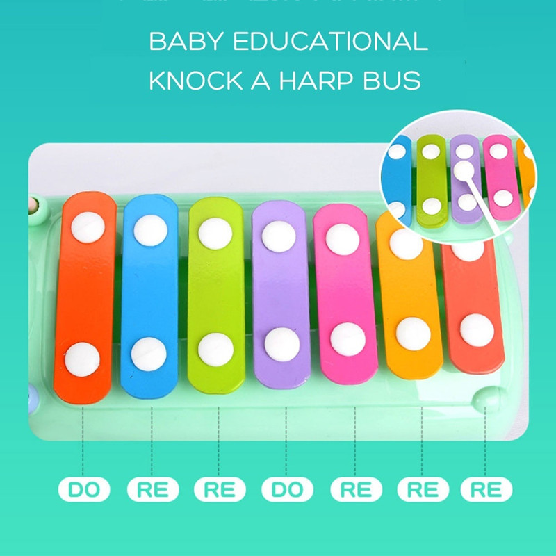 Baby Knock Beat Xylophone Educational Toy Bus Shape Toys Color Matching Bus Knocking Xylophone Kids Toy Parent-Child Activity Games - Photo: 4