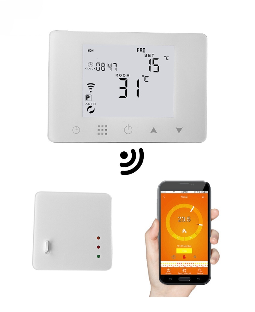 

WiFi & RF Wireless Room Electric Heating Thermostat Remote Control Thermometer Weekly Programmable