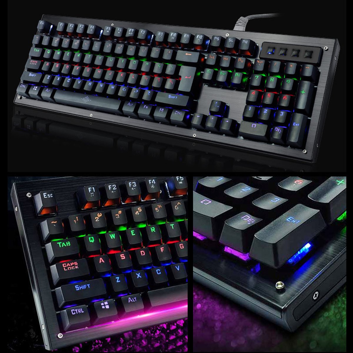 104 Keys Blue Switch USB Wired Backlit Mechanical Computer Gaming Keyboard 59