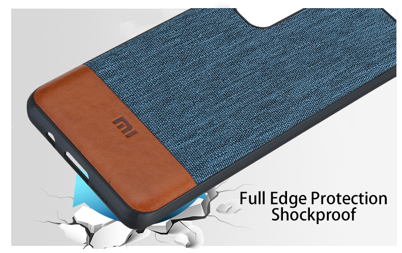 Bakeey Luxury Canvas Fabric Splice Soft Silicone Edge Shockproof Protective Case for Xiaomi Mi Note 10 Lite Non-original