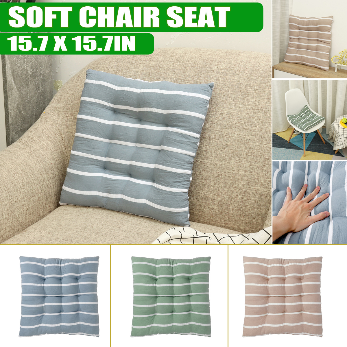 Soft Chair Seat Cushions With Tie on Dinning Room Kitchen Indoor Outdoor Garden