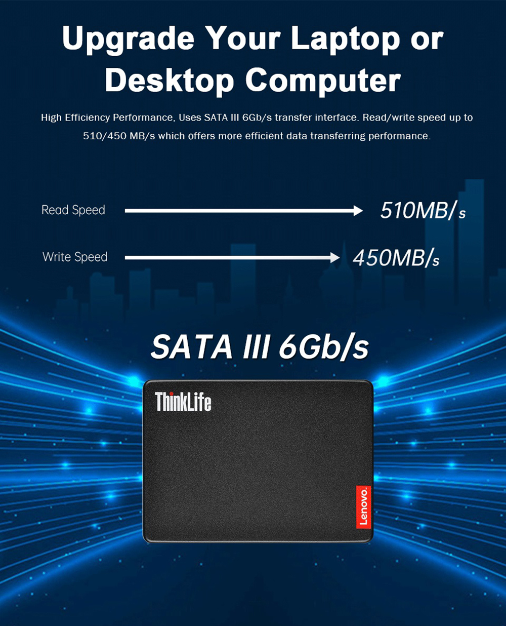 Lenovo ThinkLife ST800 2.5 inch SATA3 Solid State Drive 1TB/512GB/256GB/128GB TLC Nand Flash SSD Hard Disk for Laptop Desktop Computer