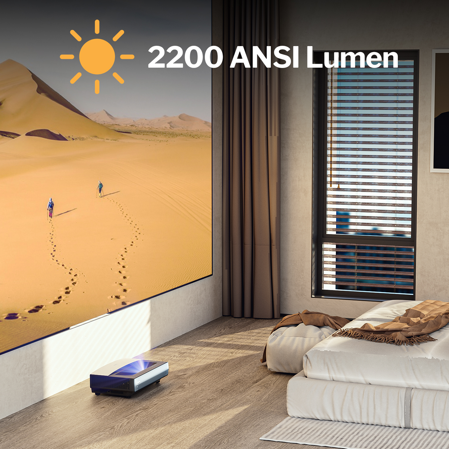 CASIRIS A6 4K  Triple Laser Projector Ultra Short Throw 2200 ANSI Lumens Android TV 3+32GB 5G-WIFI DLP 0.47