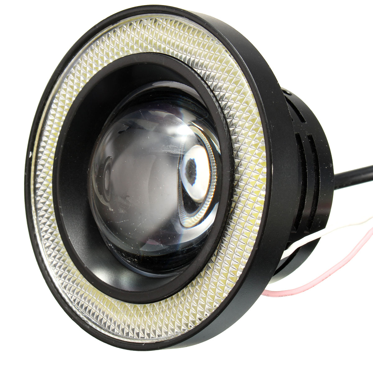 2Pcs 3.5 Inch LED Fog Light Projector Angel Eyes Super Lamp w/ COB Halo Rings