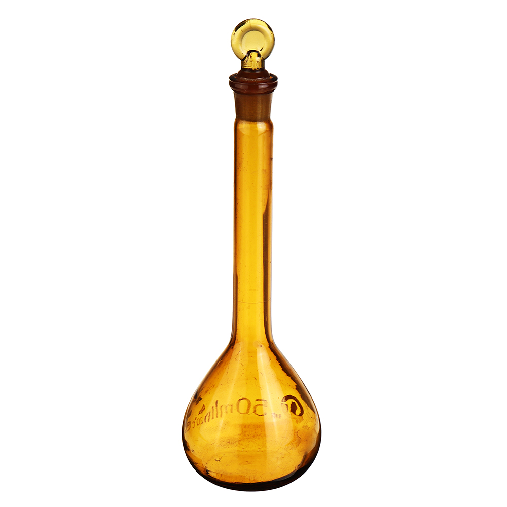10/25/50/100/250ml Brown Glass Flat Bottom Volumetric Flask With Cork Lab Glassware Kit 