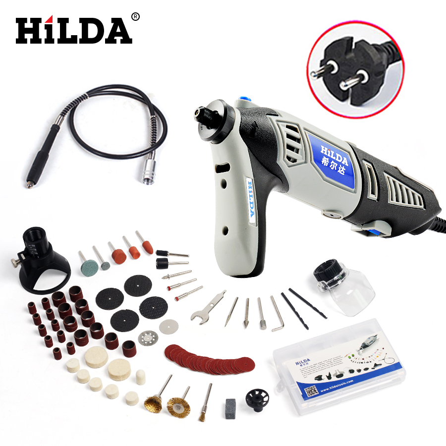 HiLDA 220V 170W Variable Rotary Tool Electric Mini Drill with Flexible Shaft and 91pcs Accessories