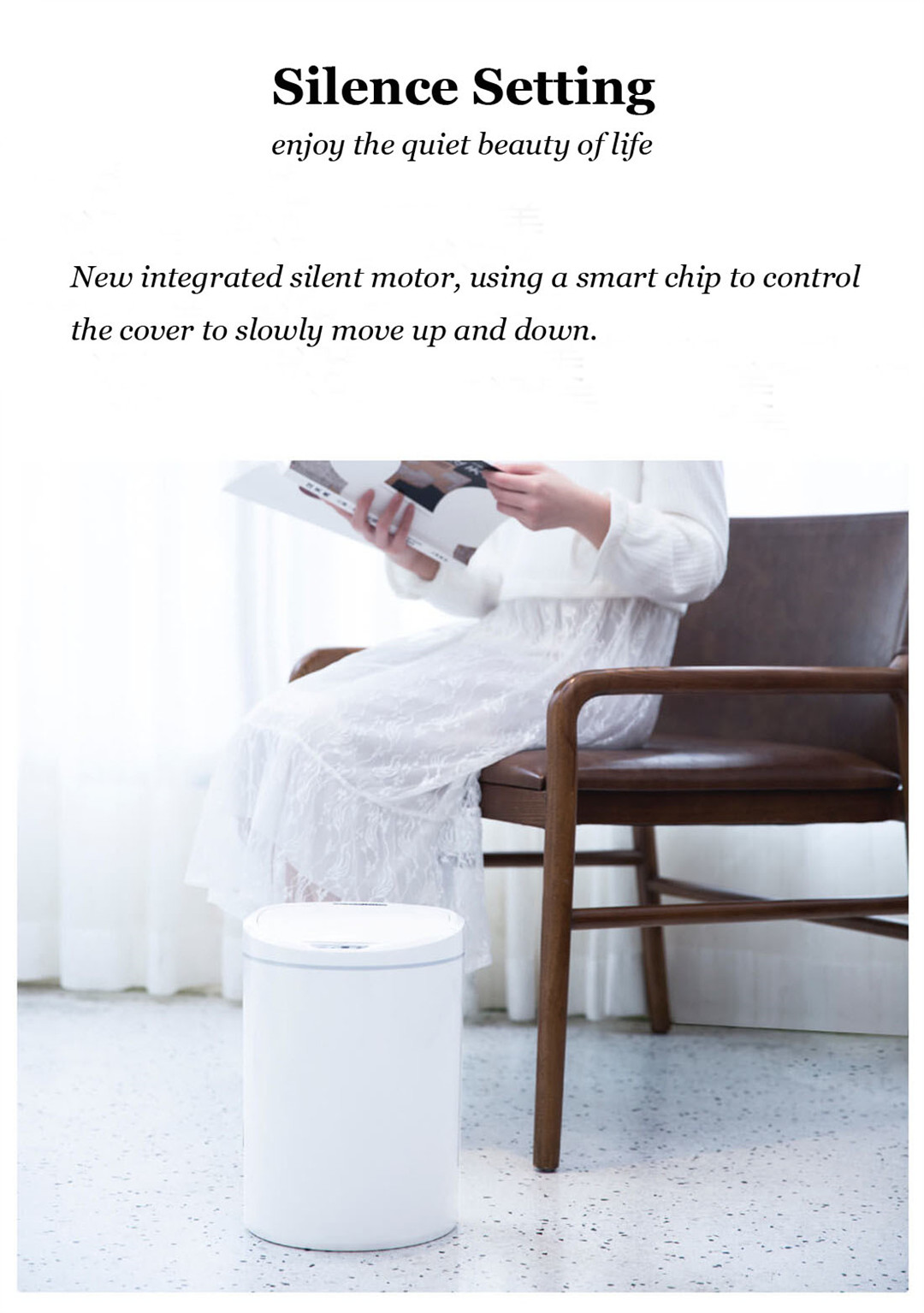 NINESTARS Intelligent Sensor Lixeira Lixeira de indução automática Cesta de papel silenciosa Sala de estar sem toque Escritório Casa Ajudante inteligente