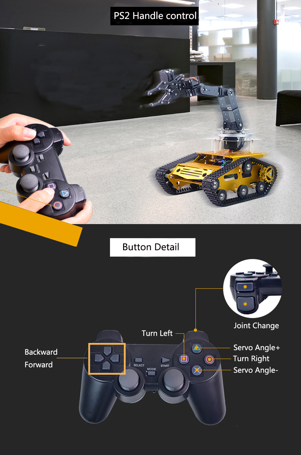 XIAO R Avatar Raspberry Pi 3B+ DIY 6DOF Metal RC Robot Arm Car Programmable APP PS2 Handle Control 60