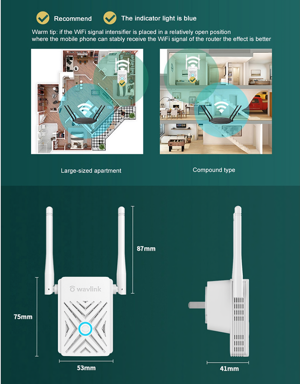 Wavlink 300Mbps WiFi Extender Repeater Wireless WiFi Signal Amplifier Home Signal Intensifier Wireless AP Extender WL-WN578W2