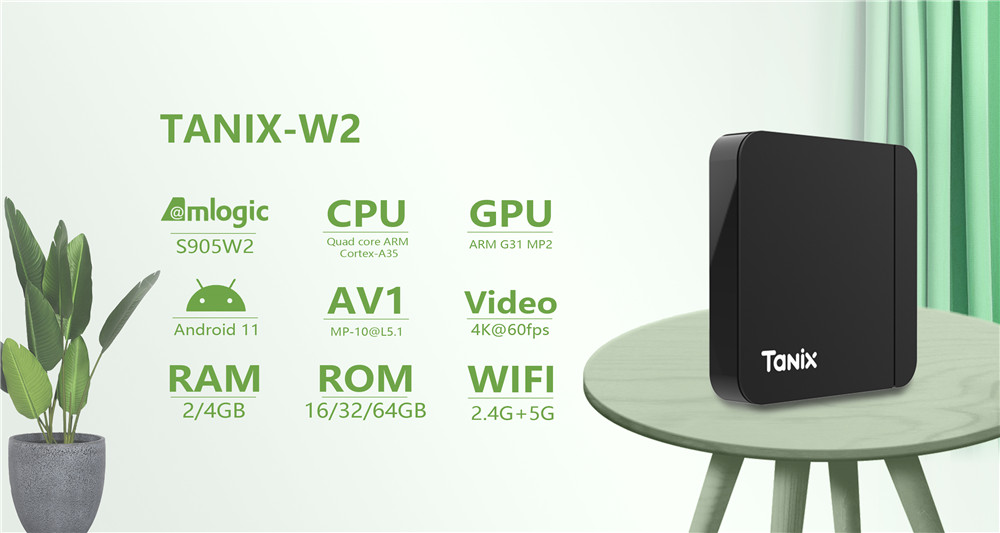 TV box Tanix W2 Amlogic S905W2 2G 16G 2.4G 5G Dual Wifi bluetooth Set Top Box Media player tv box android 11 Pk TX3 MINI