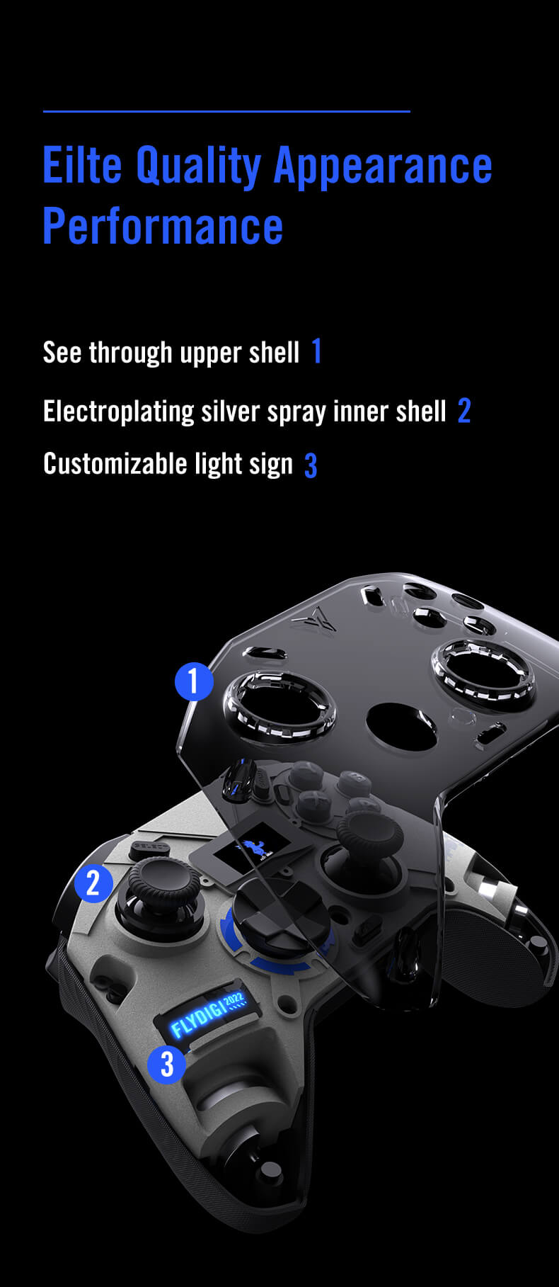 Flydigi Apex Series 3 Elite Game Controller for Nintendo Switch Windows Android for MFi Apple Arcade Games Cloud Gaming Steam Six-axis Somatosensory Vibration Gamepad