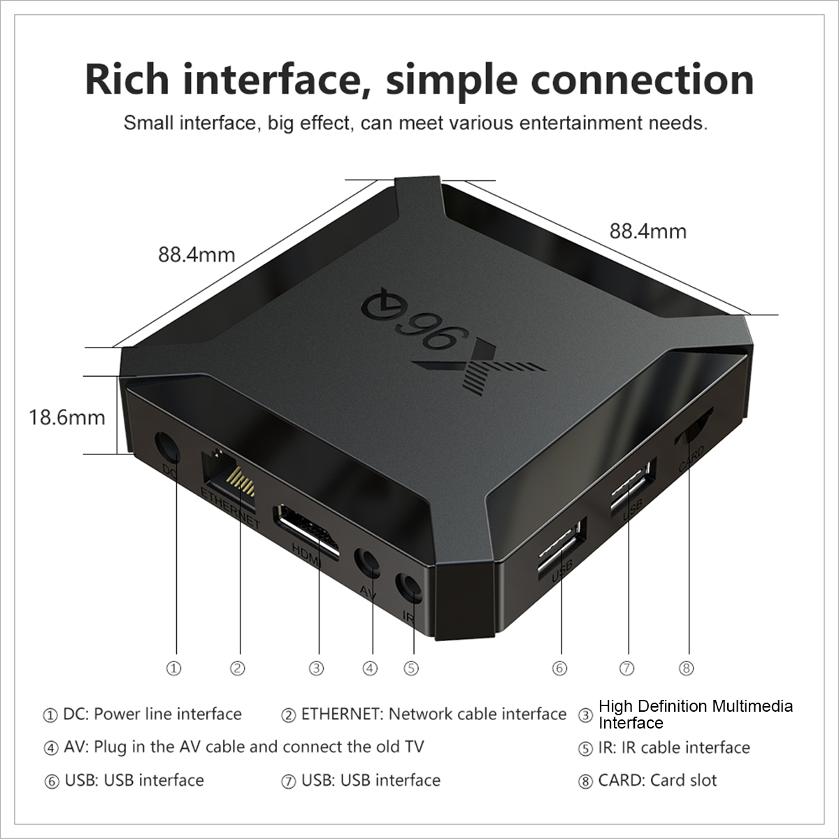 X96Q Allwinner H313 Quad Core DDR3 1GB RAM eMMC 8GB ROM 2.4G Wifi 4K TV Box H.265 VP9 4K@60fps