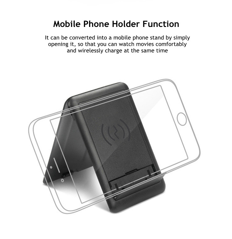 15W Wireless Charging Multi-Function Data Cable Storage Card Bag Adapter Folding Mobile Phone Holder