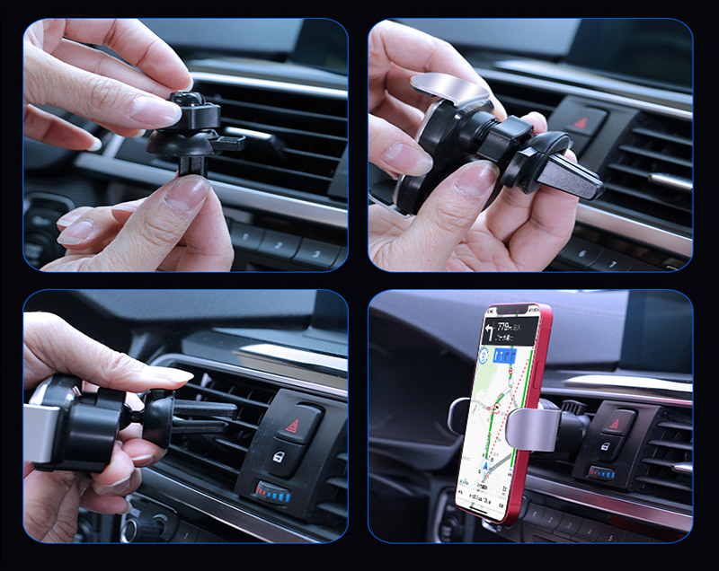 CYSITT D7 Mini Aluminium Alloy Automatic Locking Electric Air Vent Phone Holder Bracket for POCO F3 Redmi Note 10