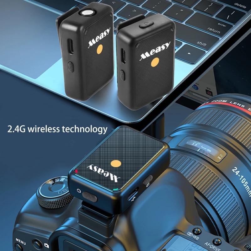V81 2.4G Wireless Lavalier Microphone Transmitter Receiver for Vlogging Live Broadcast Streaming Video Recording for Action Cameras Smartphone Tablet