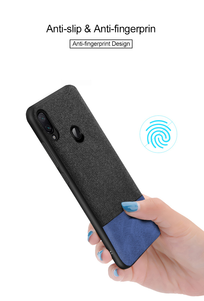 Bakeey Luxury Fabric Splice Soft Silicone Edge Shockproof Protective Case For Xiaomi Redmi Note 7 Non-original