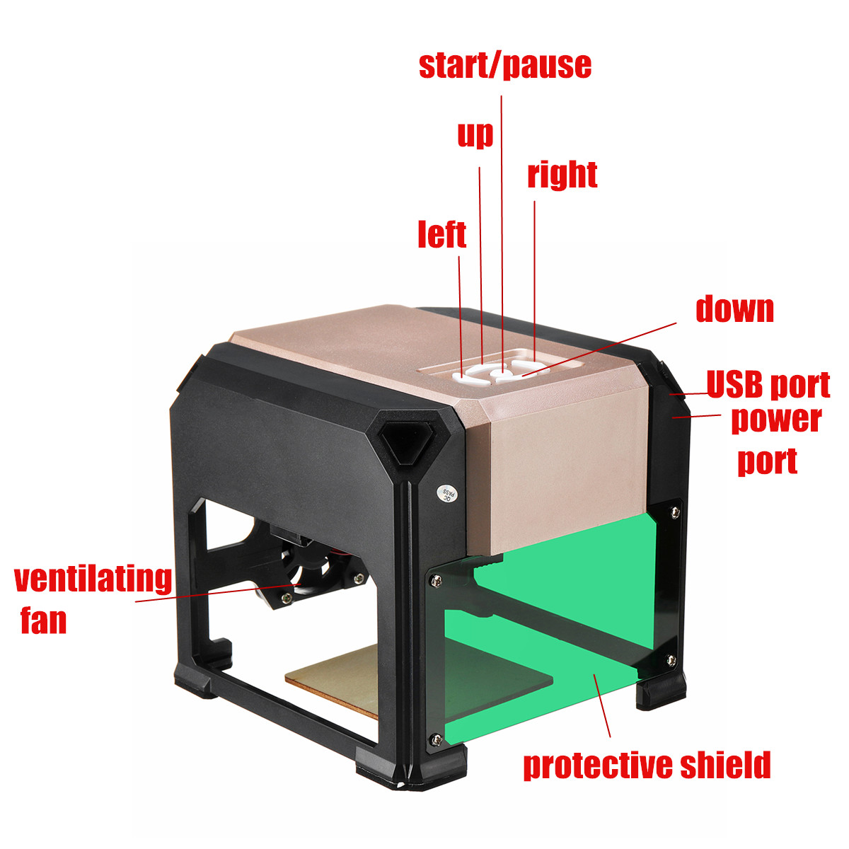 1500mW CNC USB DIY Logo Mini Desktop Laser Engraving Machine Engraver Printer Carver 9