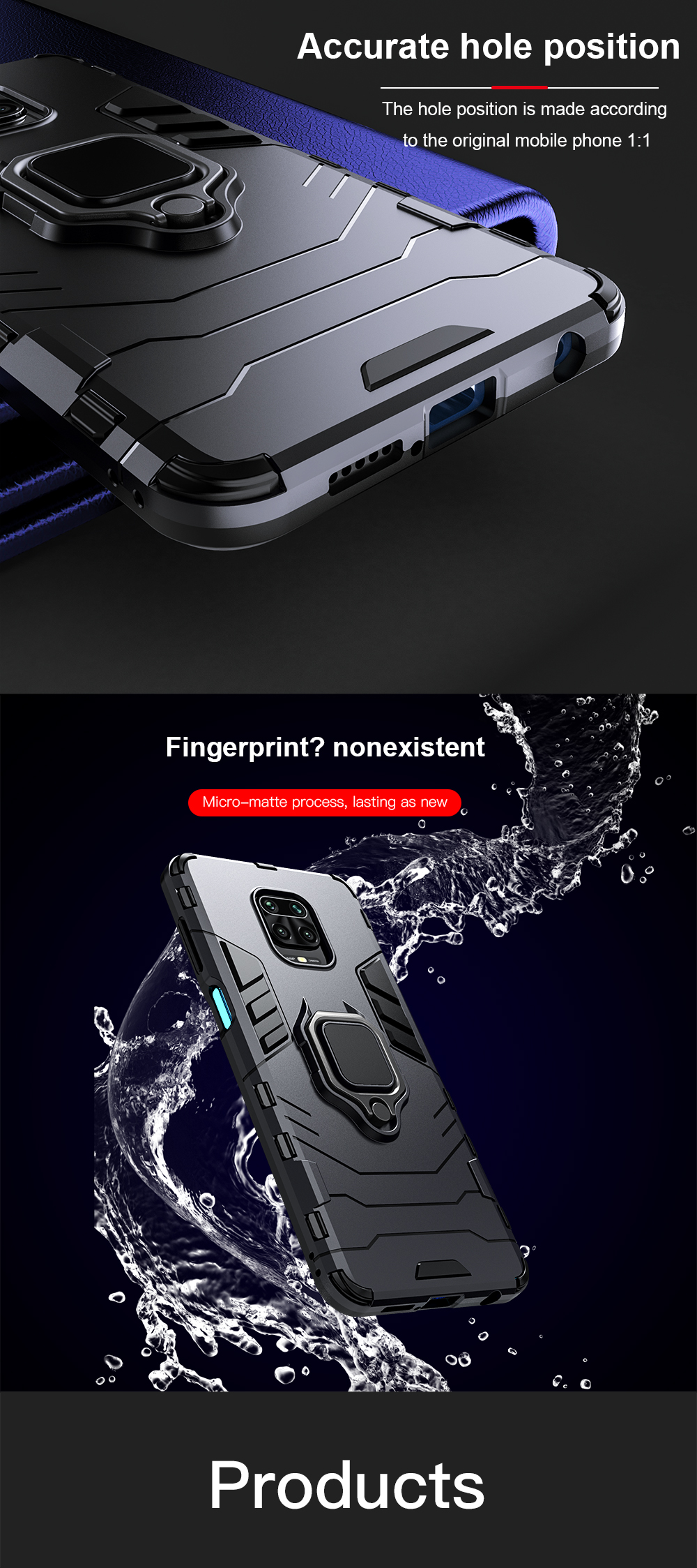 Bakeey Armor Shockproof Magnetic with 360 Rotation Finger Ring Holder Stand PC Protective Case for Xiaomi Redmi Note 9S / Redmi Note 9 Pro / Redmi Note 9 Pro Max Non-original