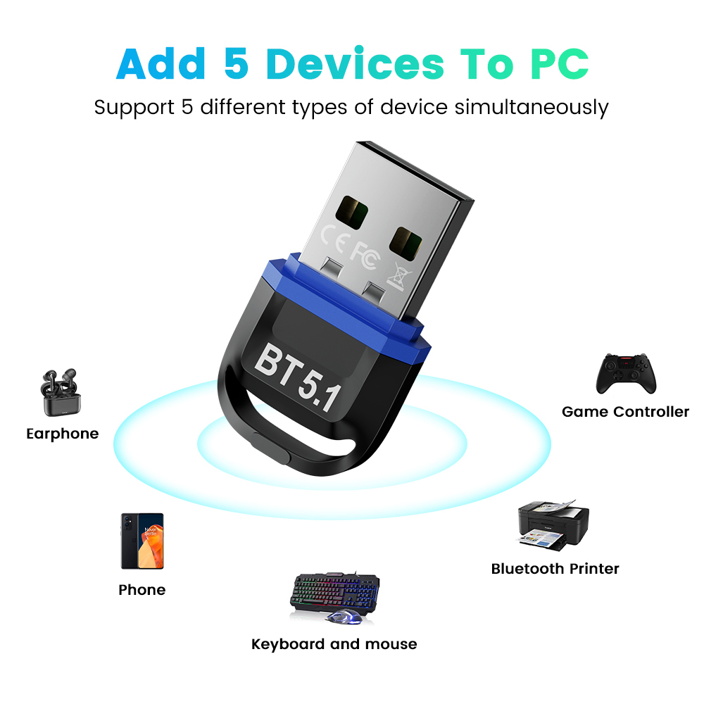 Wireless USB bluetooth 5.1 Adapter for Computer bluetooth Dongle USB bluetooth PC Adapter bluetooth Receiver Transmitter
